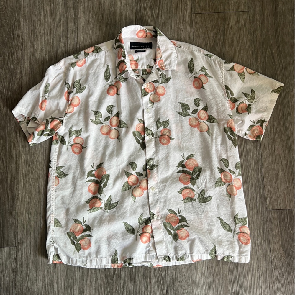 Abercrombie & Fitch Peach Floral Oversized Shirt Men’s Size L
